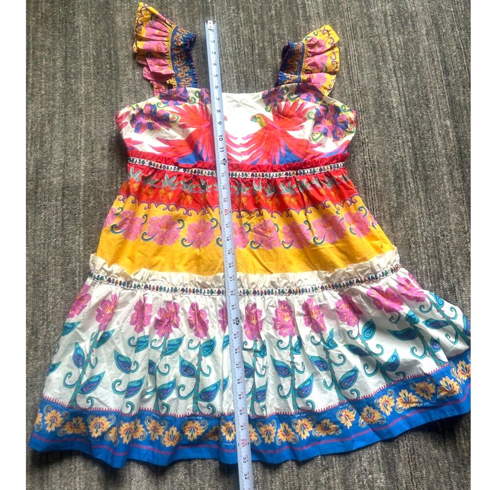 FARM Rio White Multicolor Parrot & Floral Ruffle Mini Dress - Picture 6 of 11
